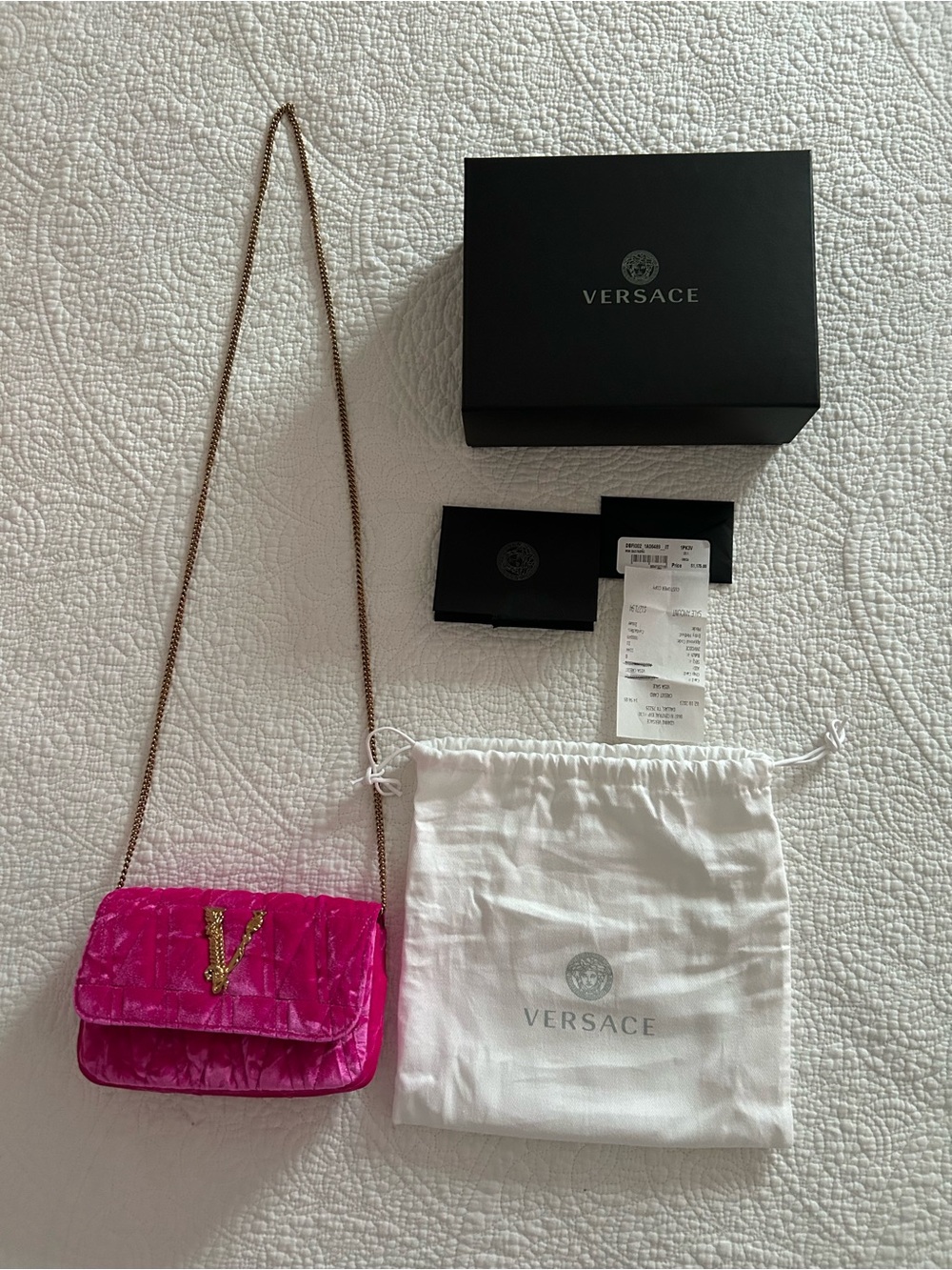 Versace Mini Pink Velvet Convertible Crossbody
